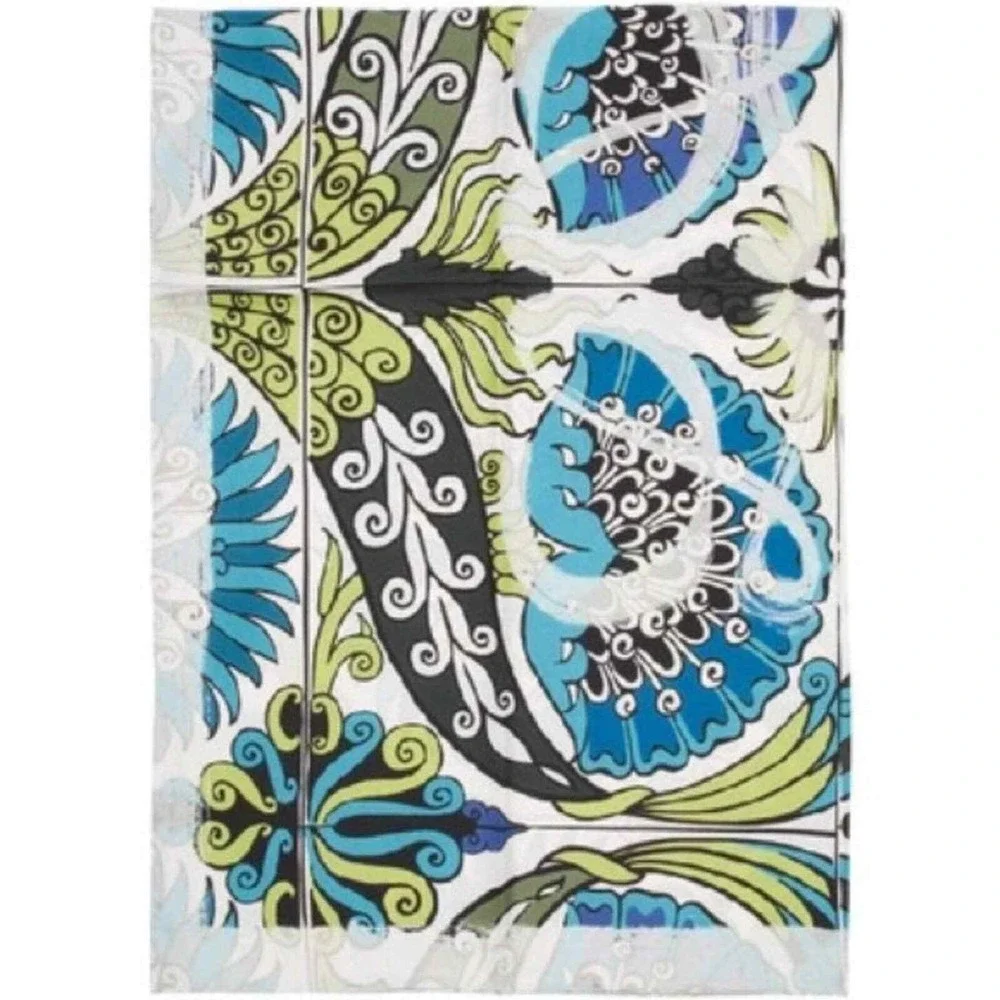Loewe Luxury Silk Scarf Blue and‎ White William De Morgan Flowers Anagram